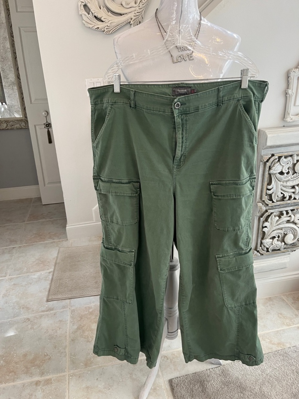 Torrid Olive Green Cargo Wide-Leg Pants